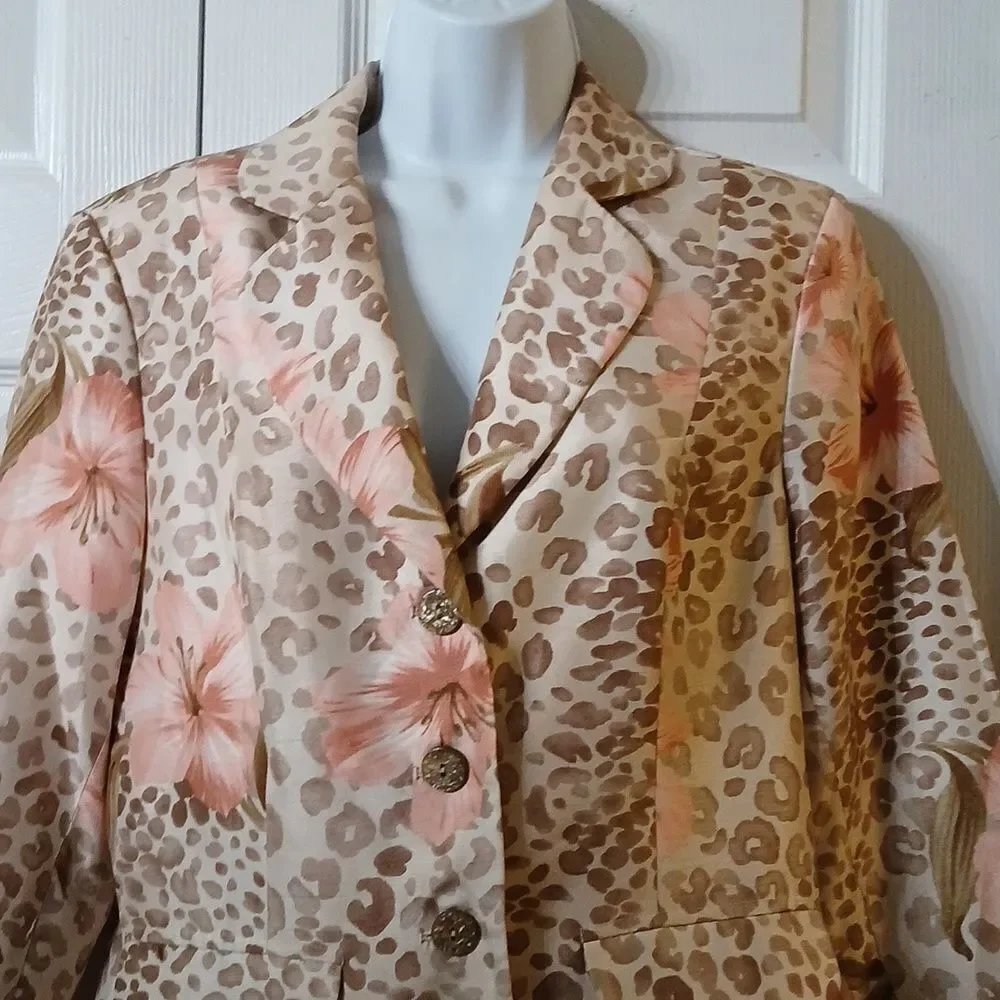 Midnight Velvet floral and animal print blazer jacket  Sz 10 NWOT